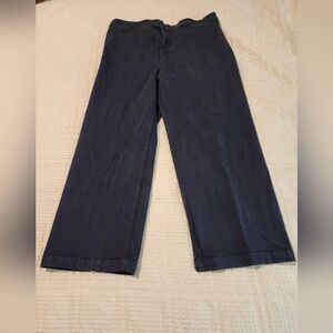 Madewell Emmett Wide-leg Crop Navy Pants Chinos Cotton  Sz 33 Academia Casual